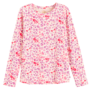 Long sleeve blouse with pink prints