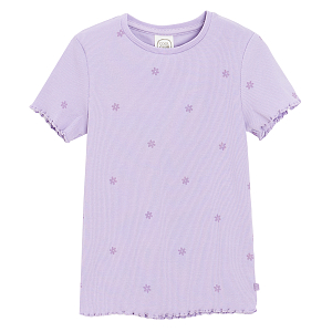 Purple short sleeve T-shirt with stars print