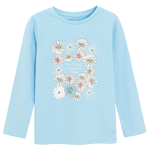 Purple long sleeve blouse with daisies print