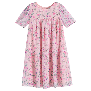 Pink short sleeve floral dress
