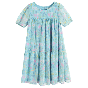 Blue floral short sleeve dress