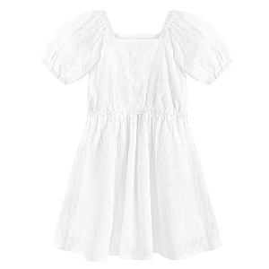 White dress with short puffy sleeves