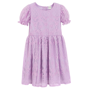 Purple dress with short puffy sleeves
