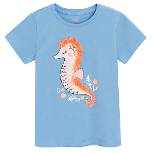 Purple T-shirt with seahorse print