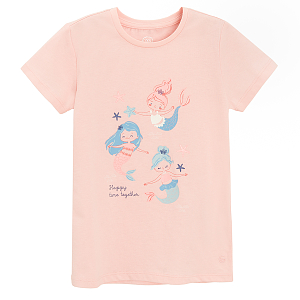 Light pink T-shirt with mermaids print