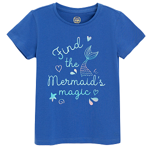 Μπλούζα κοντομάνικη μπλε με στάμπα FIND THE MERMAID'S MAGIC