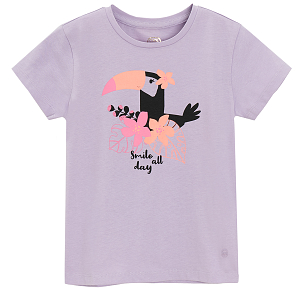 Purple T-shirt with parrot print
