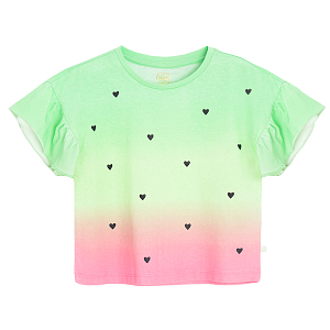 Short sleeve T-shirt with silver hearts print