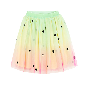 Pink and lime skirt with hearts print