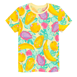 Yellow T-shirt with summer fruit print