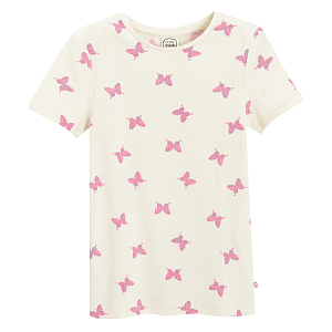 White T-shirt with butterflies print