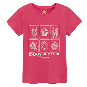 Pink T-shirt with Enjoy summer print