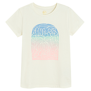 White T-shirt with Sand Surf print