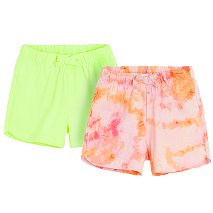 Lime and orange tie dye shorts- 2 pack