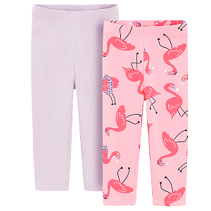 Purple and pink with flamingos leggings- 2 pack