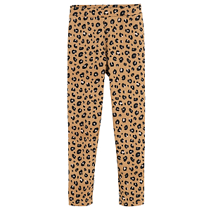 Κολάν καφέ με animal print και επένδυση fleece