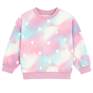Φούτερ με εφέ tie dye με στάμπα καρδούλες