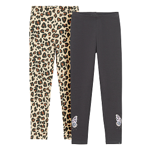Κολάν 2 τμχ μπεζ animal print γκρι με στάμπα πεταλούδες