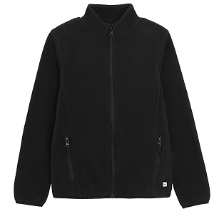 Ζακέτα μαύρη fleece με φερμουάρ