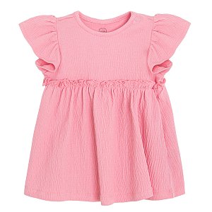 Φόρεμα κοντομάνικο ροζ