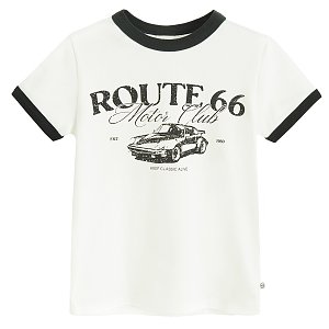 Μπλούζα κοντομάνικη λευκή με στάμπα ROUTE 66