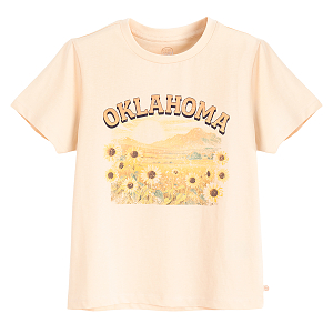 Μπλούζα κοντομάνικη ροζ με στάμπα OKLAHOMA