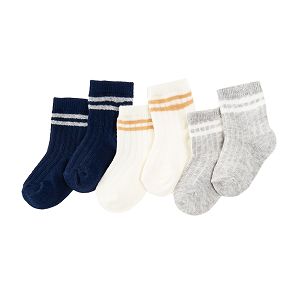 Grey white and blue socks 3-pack