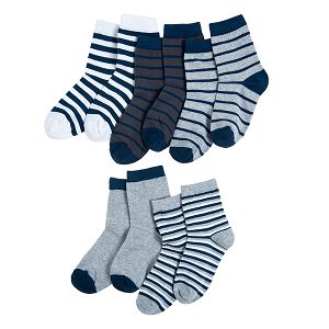 Grey white stripes socks 5-pack