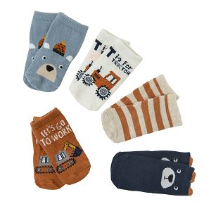 Socks with trucks and bears prints- 5 pack
