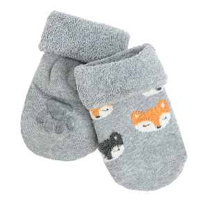 Grey socks with fox print