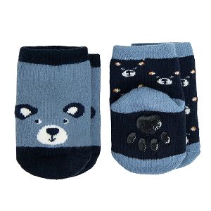 Blue socks with bear prints- 2 pack