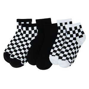 Κάλτσες 3 ζεύγη μαύρες, λευκές, σκακιέρα