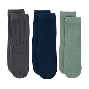 Κάλτσες 3 ζεύγη γκρι, μπλε, πράσινες