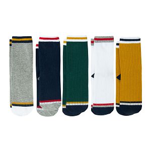 Κάλτσες 5 ζεύγη γκρι, πράσινες, μπλε, λευκές και κίτρινες