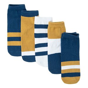 Κάλτσες 5 ζεύγη με ρίγες μπλε, λευκές και κίτρινες