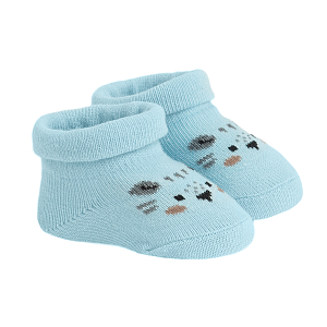 Blue baby socks with lion print