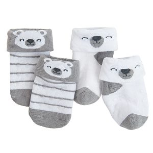 Baby socks with bear print- 2 pack