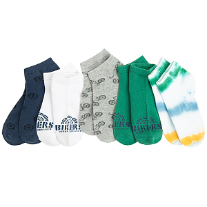 White, green, blue, grey, tie dye ankle socks- 5 pack