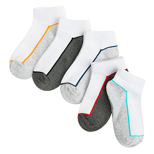 White and grey ankle socks - 5 pack