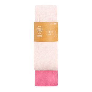 Light pink and pink organic cotton tights 2-pack