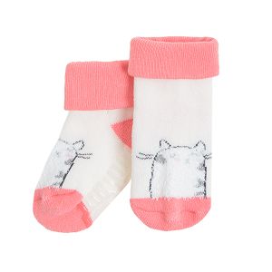 Anti-slip socks with kitten print