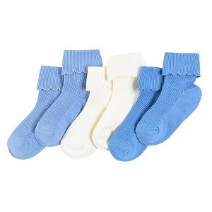 Light blue blue and white with stripes socks 3-pack