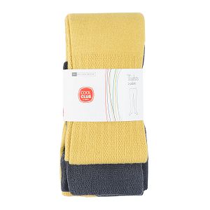 Yellow and dark grey tights 2-pack