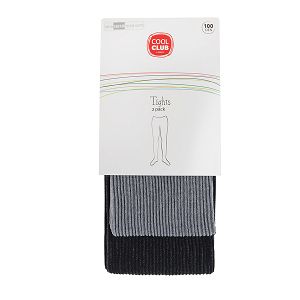 Black and grey stripes tights 2-pack