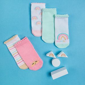 Pastel with rainbow print socks- 5 pack