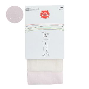 Pink and white thin tights- 2 pack