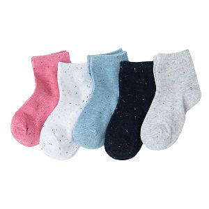 Κάλτσες 5 ζεύγη ροζ, λευκές, μάυρες, γαλάζιες και γκρι