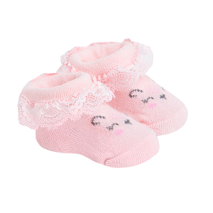 Pink socks with kitten print
