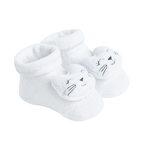Κάλτσες one size λευκές με κεντημένη γατούλα