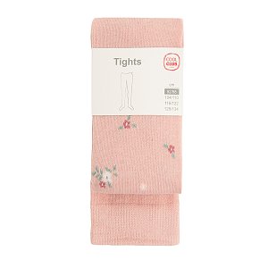 Pink tights with small flowers print